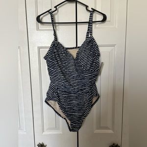 Envya Swimwear Curves Brand Blue and White Stripped One Piece
